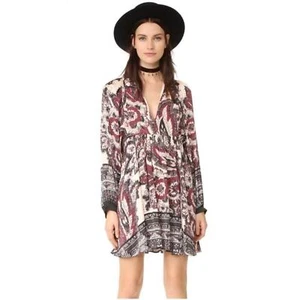 FREE PEOPLE Say You Love Me Long Sleeve Printed Mini Dress Sz. Medium - Picture 1 of 5