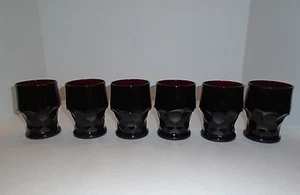 Anchor Hocking ~ 6 ROYAL RUBY RED GEORGIAN TUMBLERS ~ BRAND NEW OLD STOCK - Picture 1 of 12