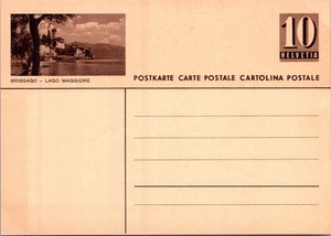 SWITZERLAND ILLUSTRATED STATIONERY POSTCARD LAGO MAGGIORE UNADRR - Picture 1 of 2