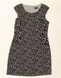 OASIS Womens Sleeveless Sheath Dress UK 14 Medium Black Animal Print AT09 - Picture 1 of 3
