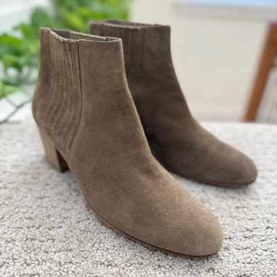 Vince HAIDER Suede LEATHER Block Heel Ankle Boots Women Taupe 10 Made in Italy - Image 1 of 4