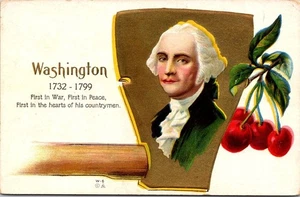 Antike geprägte George Washington, Axt & Kirschen 1913 geprägte Postkarte - Bild 1 von 1