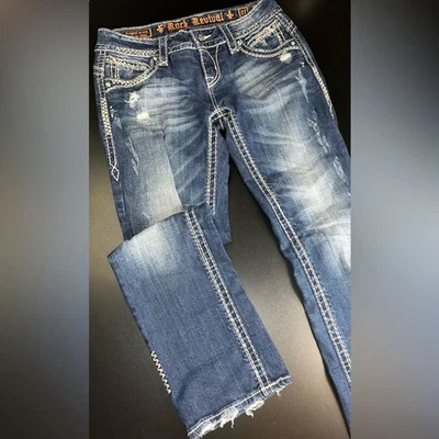 Rock Revival Becky Easy-Capri con detalles de diamantes de imitación talla 27 usado en excelente estado Foto 1 de 4