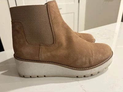 Botas Eileen Fisher para mujer talla 9 cuña tostada plataforma Chelsea cuero nobuck Foto 1 de 4