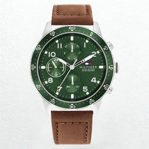 Herren Casualuhr TH 1791948 Quartz Mit Braun Lederband & Grün Zifferblatt 44mm - Bild 1 von 3