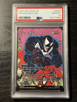 PSA 10 Spider-Man Magic The Gathering Savage Beating M 0026 Borderless POP 1 - Image 1 of 2