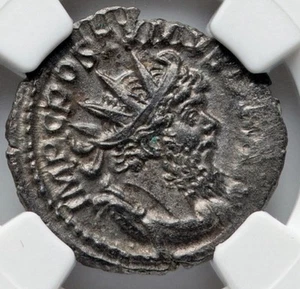 NGC AU. Postumus 260-269 Romano-Gallic Roman Empire Caesar Silver Denarius Coin - Picture 1 of 5