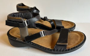 NAOT Black/Bronze Leather Comfort Ankle Strappy Womens Sandals Bling Sz 42 L11 - Picture 1 of 10