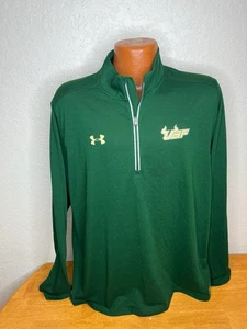 Men's Under Armour L/S 1/2 Zip Pullover Extra Large XL - USF Bulls - Green - Picture 1 of 6