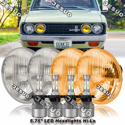 4pc DOT 5.75" 5-3/4" Round LED Headlights w/DRL For Datsun 620 Pickup 1972-1974 - Image 1 of 4