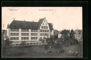 Göppingen, Neue Mädchen-Schule mit Park, Ansichtskarte 1911  - Picture 1 of 2