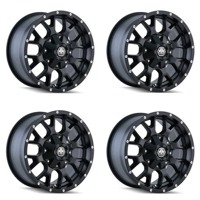 Комплект из 4 матовых черных колес 18 дюймов Mayhem Warrior 18x9 ободы 8x170 18 мм для Ford F-350 - Изображение 1 из 4