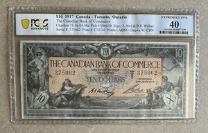 1917 Canadian Bank of Commerce $10 Chartered Bank Note - PCGS EF 40 - Bild 1 von 3