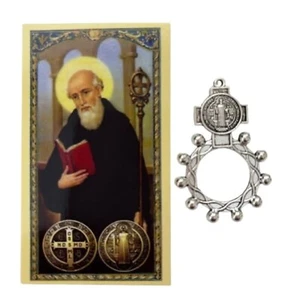 Crucifixion Rosary Ring - Saint Benedict Rosary Ring with Spanish Prayer Card - - Picture 1 of 5