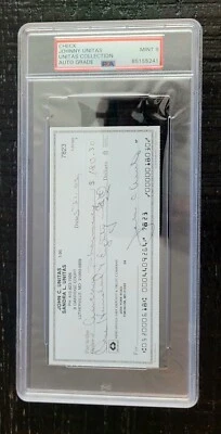 Johnny Unitas Signed/Autographed Bank Check (PSA) Mint 9 - Image 1 of 4