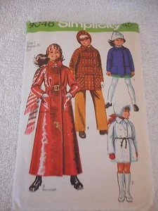 Vintage 70er Jahre Simplicity Gr. 7 9048 Schnitt Mantel und Hut Muster Büste 26 3 Längen - Bild 1 von 2