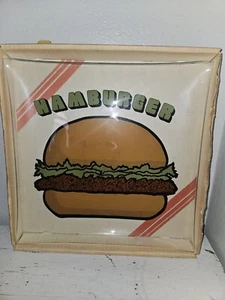 Rare Vintage Hamburger Gourmet Glass Tempered Serving Plate Square MCM Pop Art - Bild 1 von 8