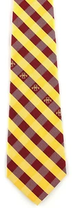 Iowa State Cyclones Mens Necktie College University Checks Red Gold Neck Tie - Picture 1 of 4