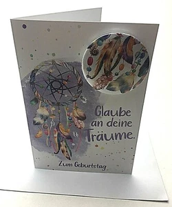 Geburtstagskarte Traumfänger mit  Button Karte Geburtstag Träume dream catcher - Bild 1 von 4