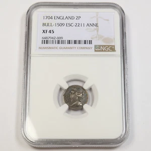 1704 NGC XF45 | ENGLAND - Anne 2 Pence 2P Coin #42960A - Picture 1 of 2