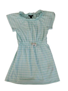 Nautica Girls Striped Dress 8/10 Nautical Light Blue White Coverup - Picture 1 of 8