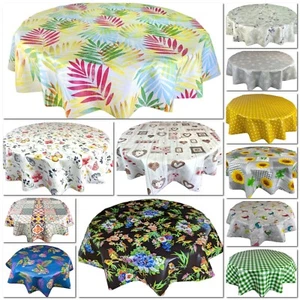 ROUND Wipe Clean PVC Vinyl Protector Oilcloth Table Cover Tablecloth - Picture 1 of 92