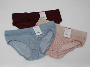 New set/3 WARNER'S no muffin top HIPSTER panties WINE BLUE DOTS BEIGE floral 2XL - Picture 1 of 5