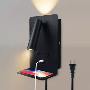 Adjustable Angle LED Light Fixture Wall Sconce Bedside Reading Lamp with Switch - Picture 1 of 12