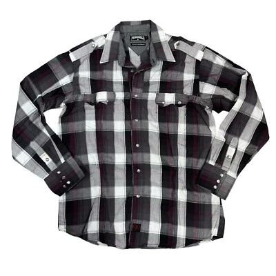 Vintage Panhandle Slim Mens Large Plaid Pearl Snap Long Sleeve Shirt - Image 1 of 4