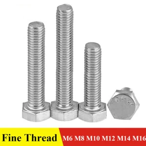 Fine Thread A2 Stainless Hexagon Head Bolts Hex Set Screws Fully Threaded Bolts - Picture 1 of 22