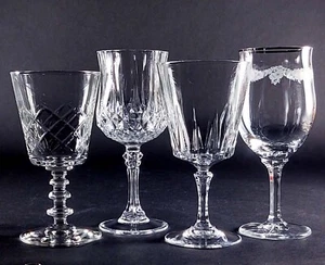 Mismatched Water Goblets Wine Glasses Glassware Elegant Romantic Set of 4 - Picture 1 of 9