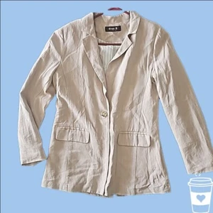 Blue B Beige Linen Blazer Small - Picture 1 of 6