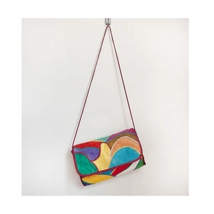 RARA borsa a tracolla Carlos Falchi in pelle patchwork / borsa colorata anni 80 - Foto 1 di 9