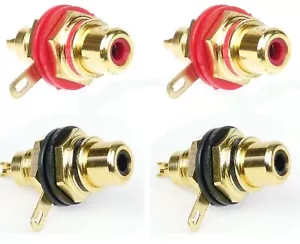 4x Adam Hall Cinch Einbaubuchse vergoldet Einbau-Kupplung-Buchse-Terminal Chinch - Bild 1 von 8