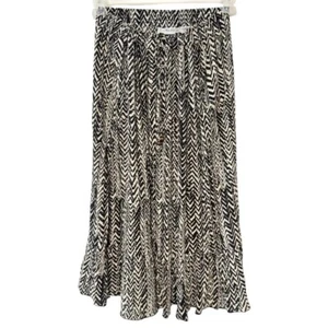 Sag Harbor Women XL Flowy Midi Skirt Neutral Geometric Boho Elastic Tie Waist - Picture 1 of 11