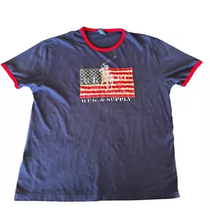 Polo Ralph Lauren Vintage USA Flag Logo T Shirt Large Blue/Red - Picture 1 of 4
