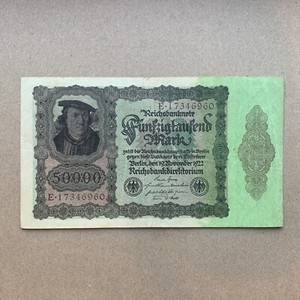 GERMANY 50000 Mark Banknote 1922 Weimar Republic Currency German Paper Money