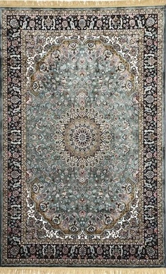 4X6 Vintage kashmiri Turkish Silk Rug Grey for Home Decor, Living Room, Bedroom - Image 1 of 4