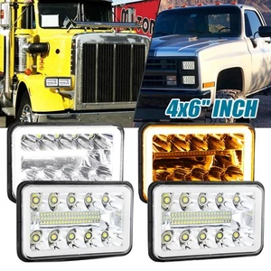 4PCS 4x6"LED Headlights DRL For Ford Mustang 1979 1980 1981 1982 1983 1984-1986 - Picture 1 of 12