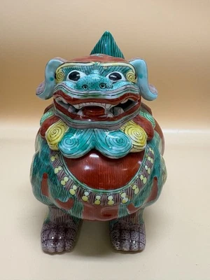 VTG Chinese Ceramic Temple Lion Fu Foo Dog Jar Figurine Detachable Head Lid DS20 - Image 1 of 4
