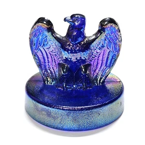VINTAGE FENTON COBALT BLUE CARNIVAL GLASS: BICENTENNIAL EAGLE PAPERWEIGHT DJ - Picture 1 of 5