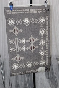 West Elm. Embroidered Bath Mat. Sz 20 x 34. Color: Gray/Cream - Picture 1 of 10