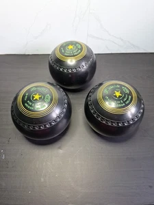 Juego de 3 cuencos para césped negros pesados Henselite interiores de lujo talla 5, buen estado usado - Imagen 1 de 8