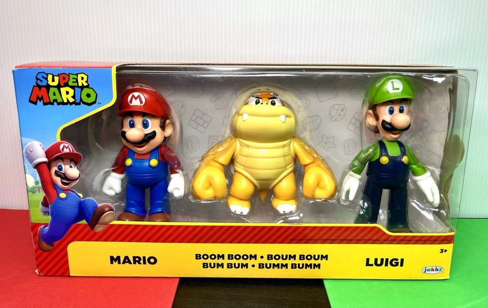 Nintendo Mario Luigi and Boom Boom 4" Action Figure Set - 3pk *SEE DETAILS*