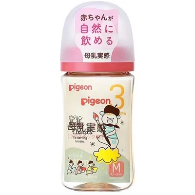 Biberón de lactancia Pigeon 240 ml oso con pezón talla M corte en Y 3 m+ de Japón Foto 1 de 4