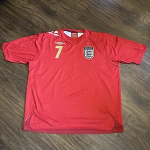 England Football Shirt Red Away Kit Umbro Beckham 2004/06 XXL - Picture 1 of 13