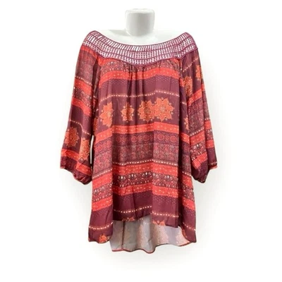 Sombra de ojos para mujer multicolor ojales crochet fluida talla grande túnica boho talla 3X Foto 1 de 4