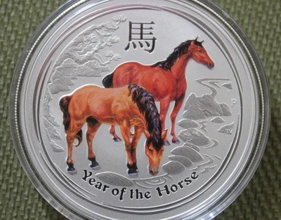 Australien Lunar II 2014 Pferd 1 Oz coloriert farbig 0.999 Silbermünze aus Rolle - Bild 1 von 4