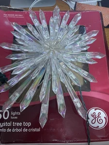 GE Acrylic Crystal Tree Top 50 lights 13.5" Starburst star topper With Box Defec - Picture 1 of 7
