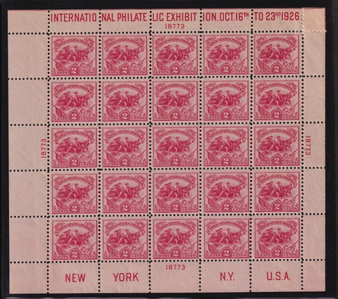 1926 Sc 630 White Plains souvenir sheet of 25 MHR full OG  (RC Cover